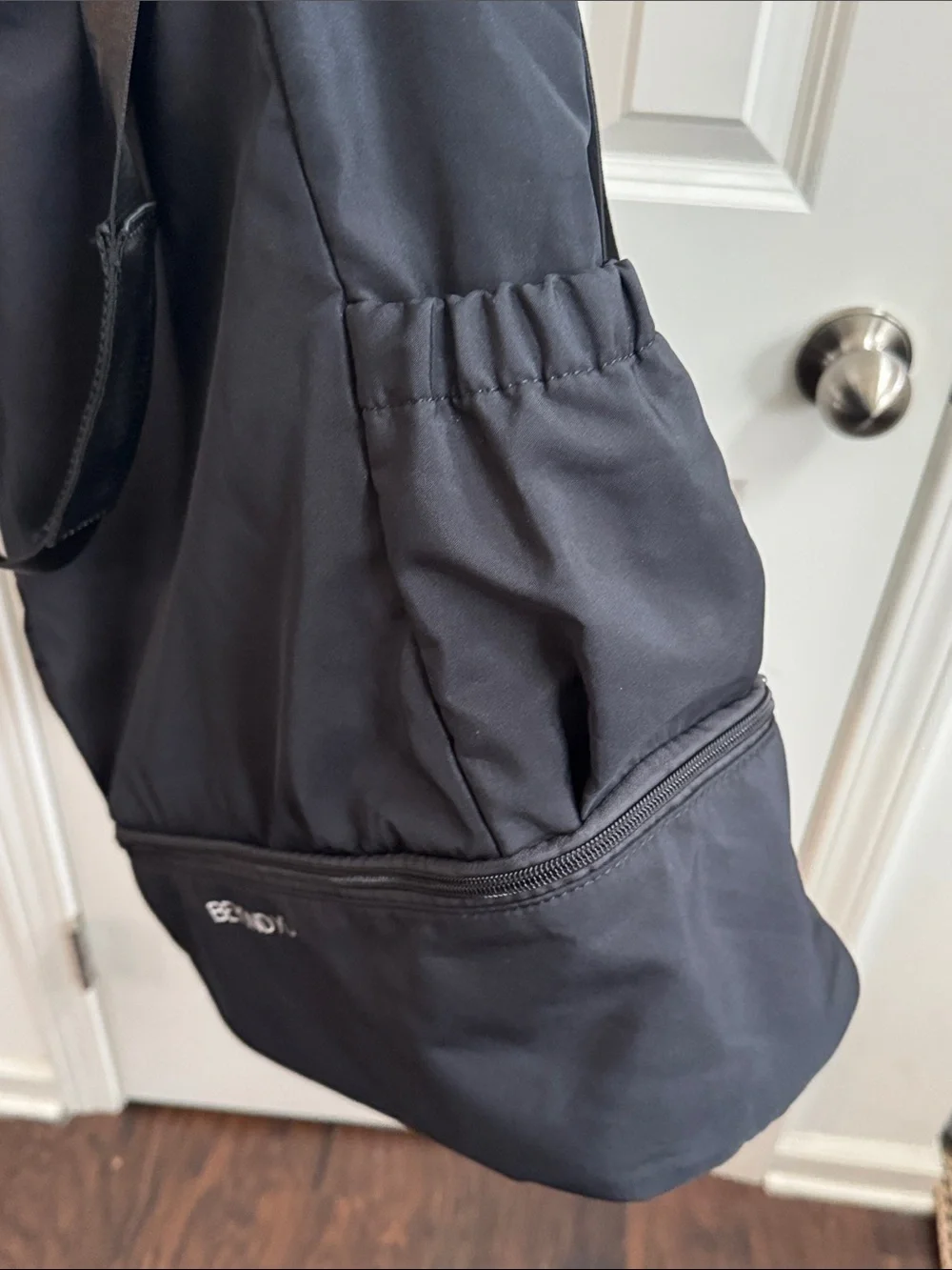 Beyond Yoga Black Drawstring Tote with Front Zip Compartment